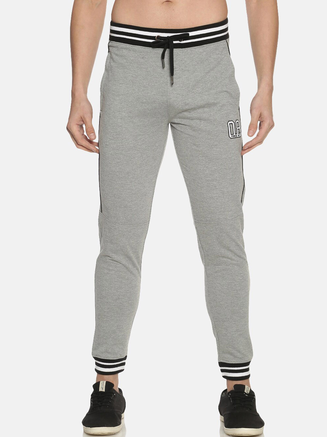

Force NXT Men Regular Fit Pure Cotton Mid Rise Joggers, Grey melange