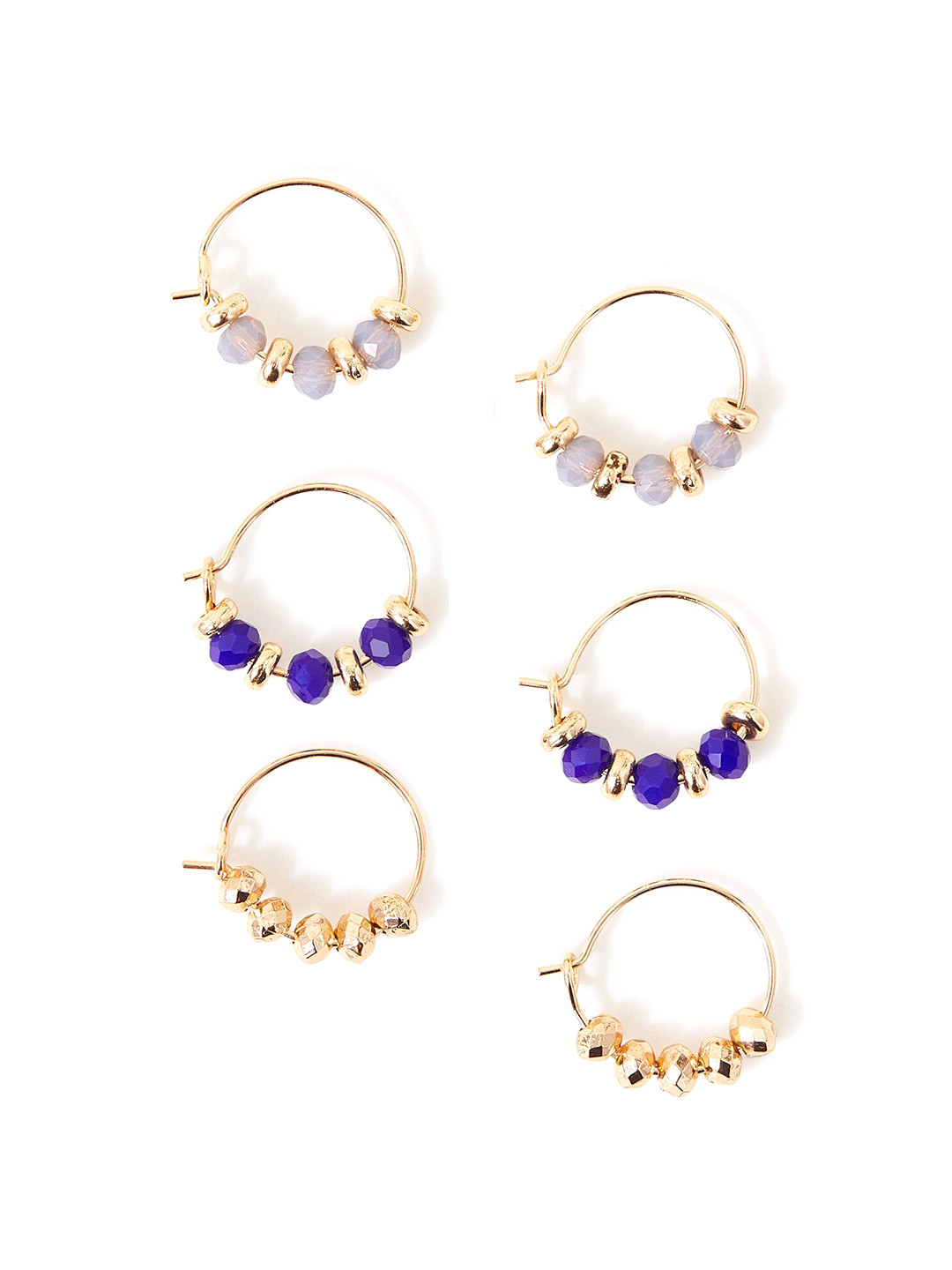 

Accessorize Set Of 3 Beaded Huggie Hoops Earrings, Gold