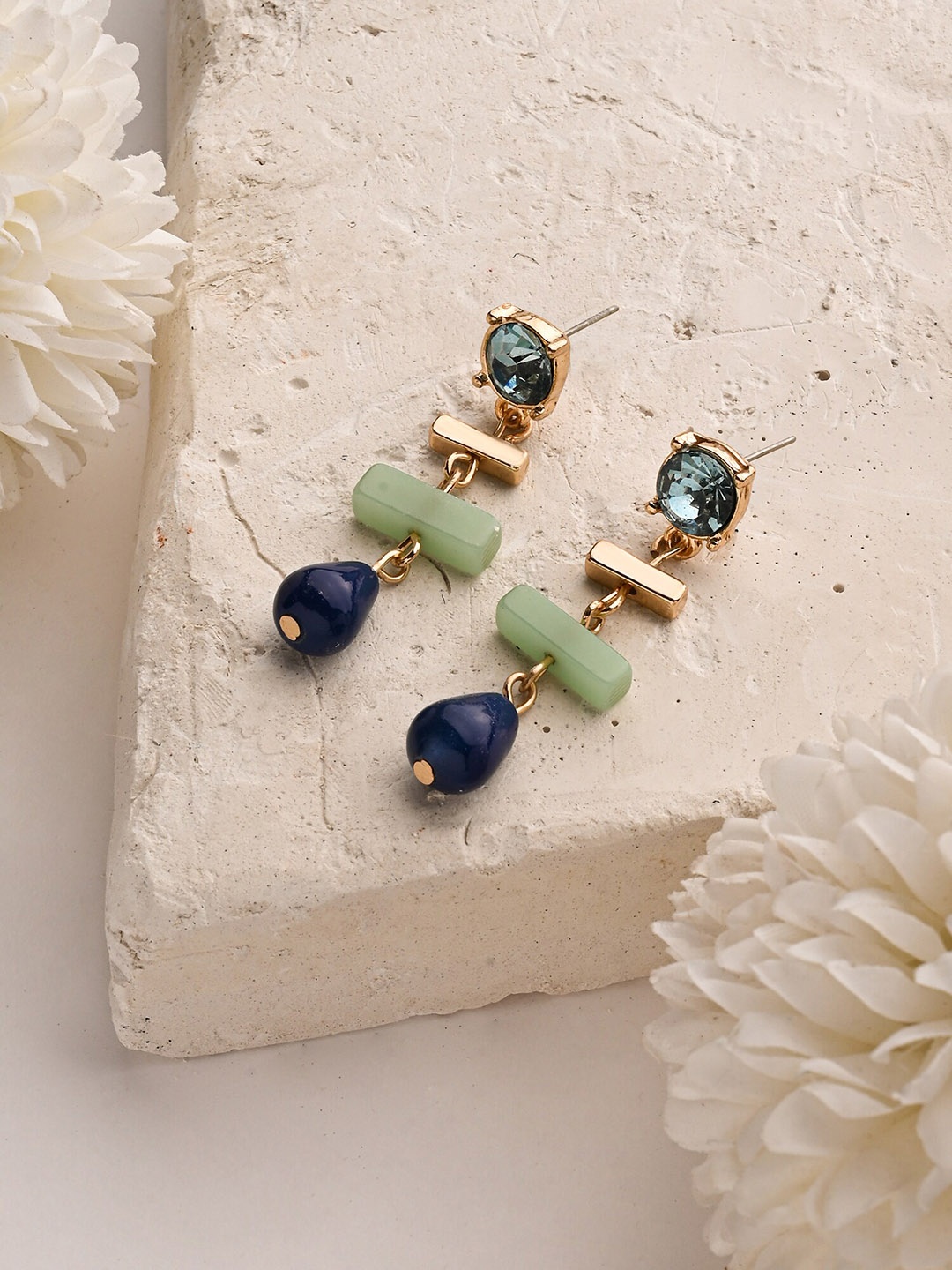 

Accessorize London Women Mixed Shape Stone Drop Earrings, Gold