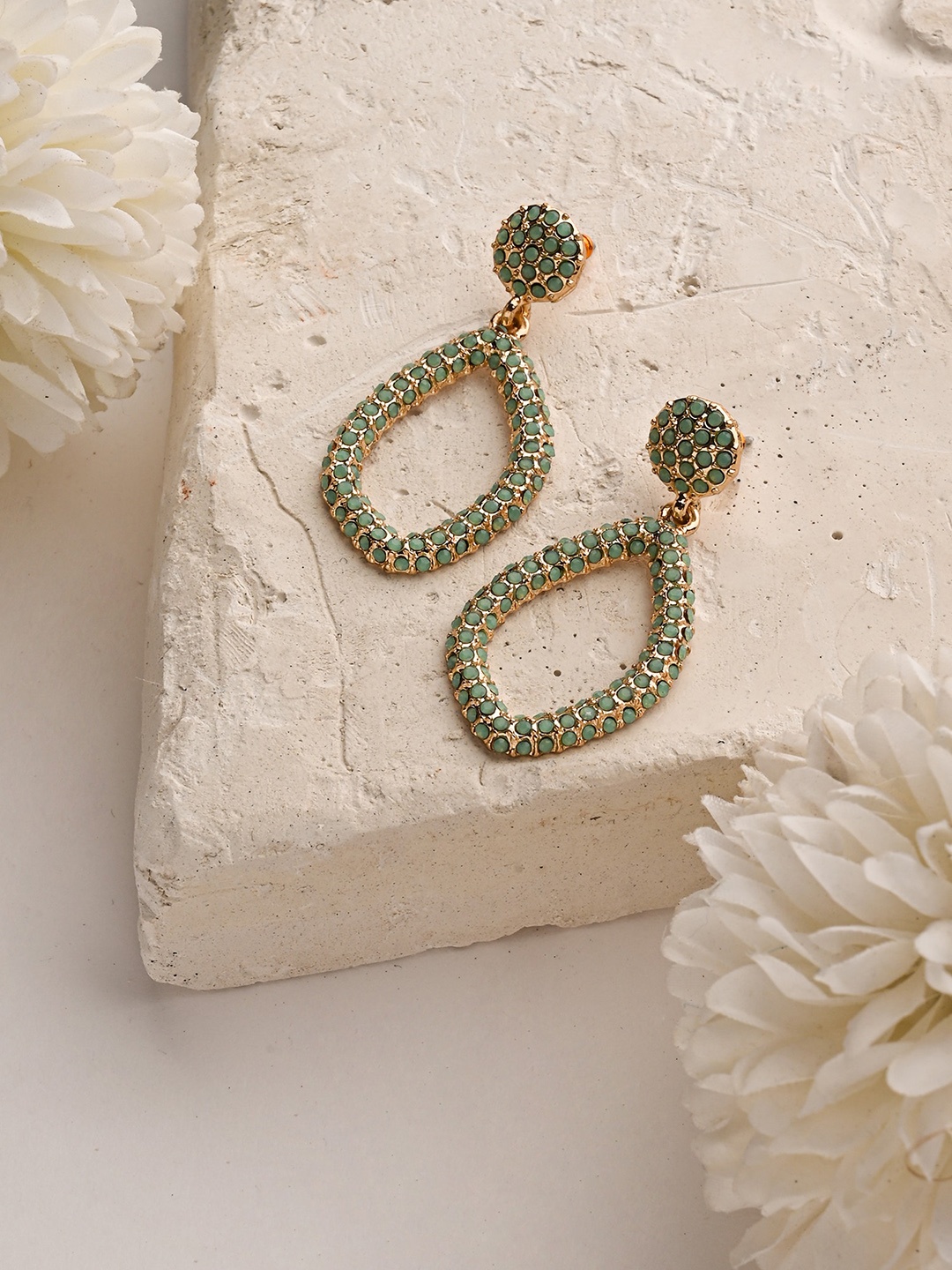 

Accessorize Alloy Encrusted Teardrop Shaped Drop Earrings, Green