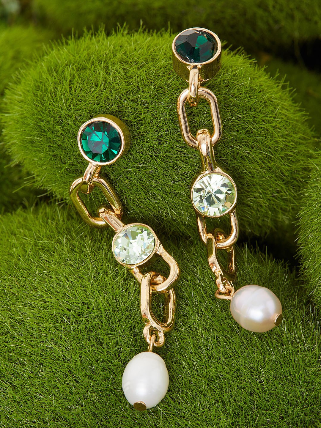 

Accessorize Stone Studded Classic Drop Earrings, Gold