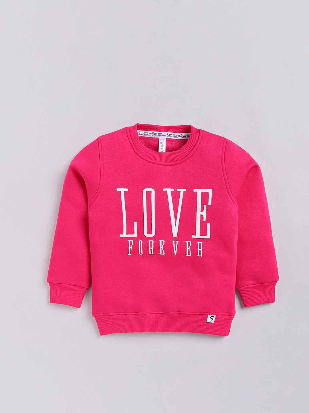 

Ginie Girls Typography Printed Sweatshirt, Pink