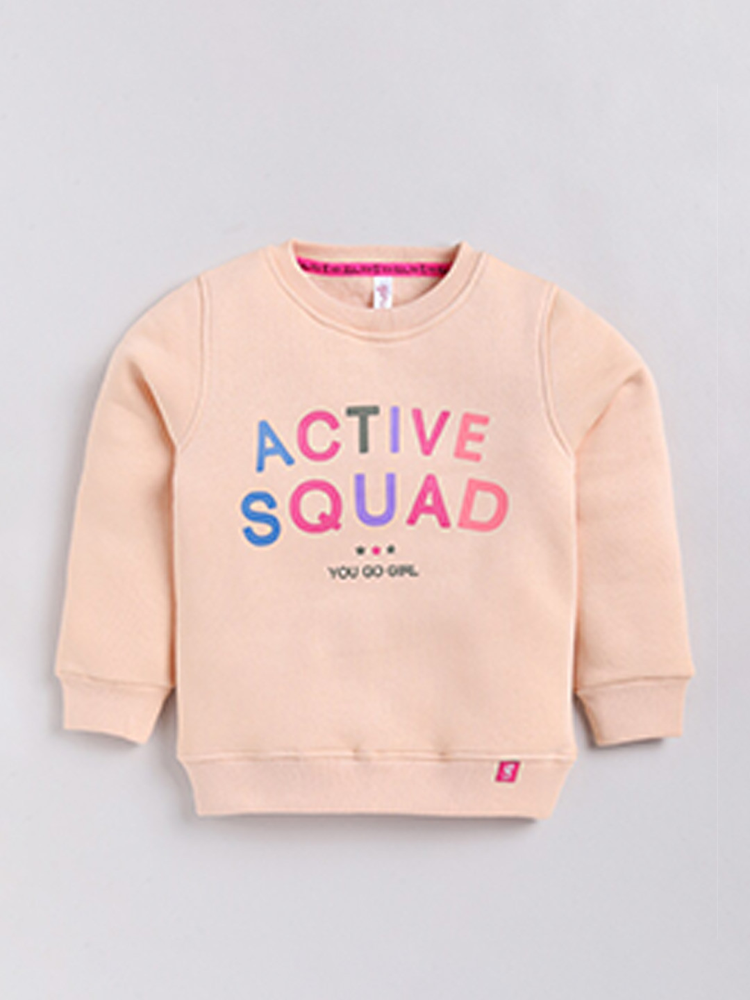 

Ginie Girls Typography Printed Sweatshirt, Peach