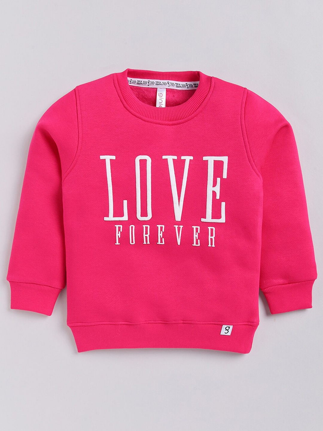 

Ginie Girls Typography Printed Round Neck Long Sleeves Pullover Sweatshirt, Pink