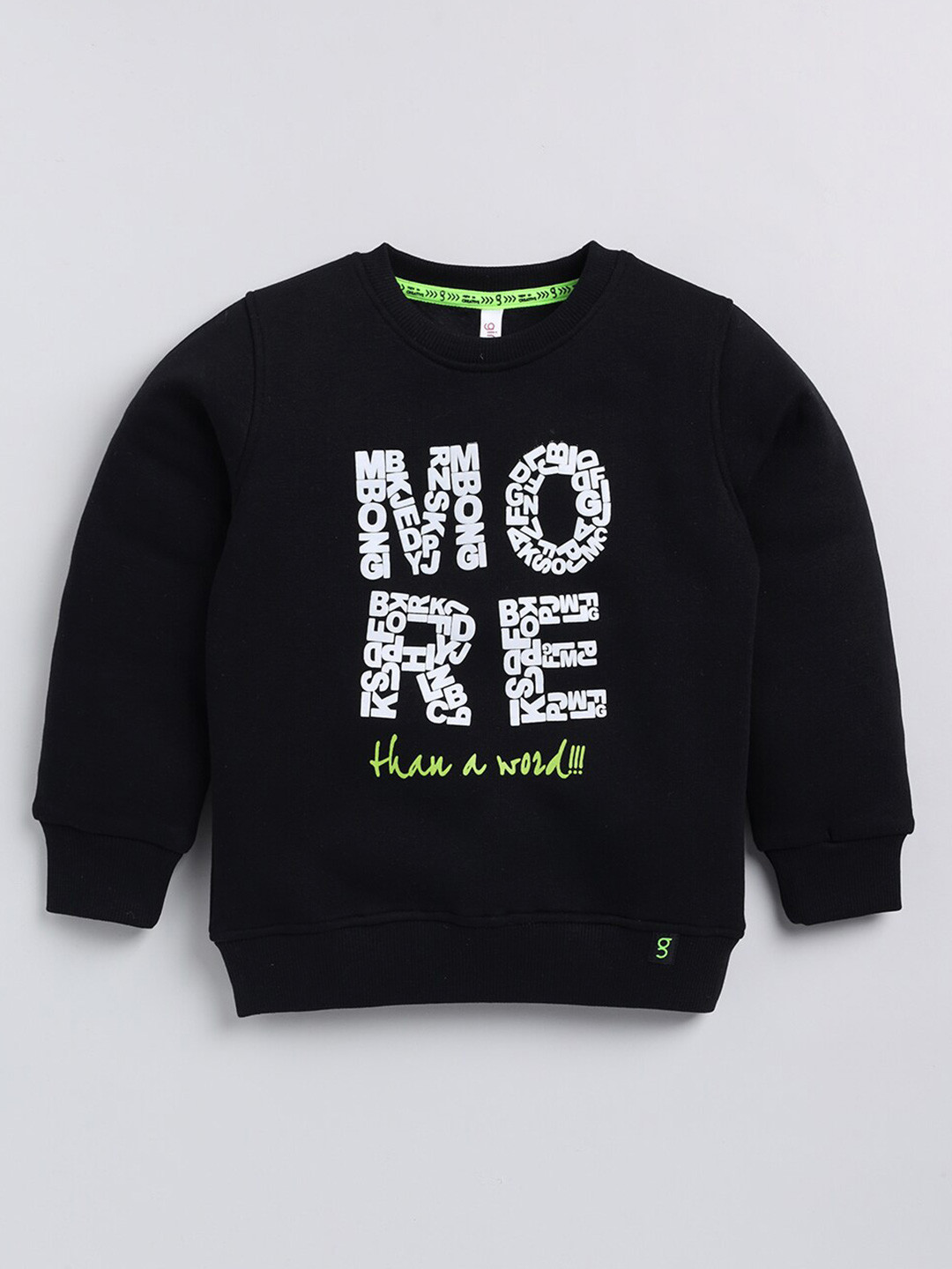 

Ginie Boys Typography Printed Sweatshirt, Black