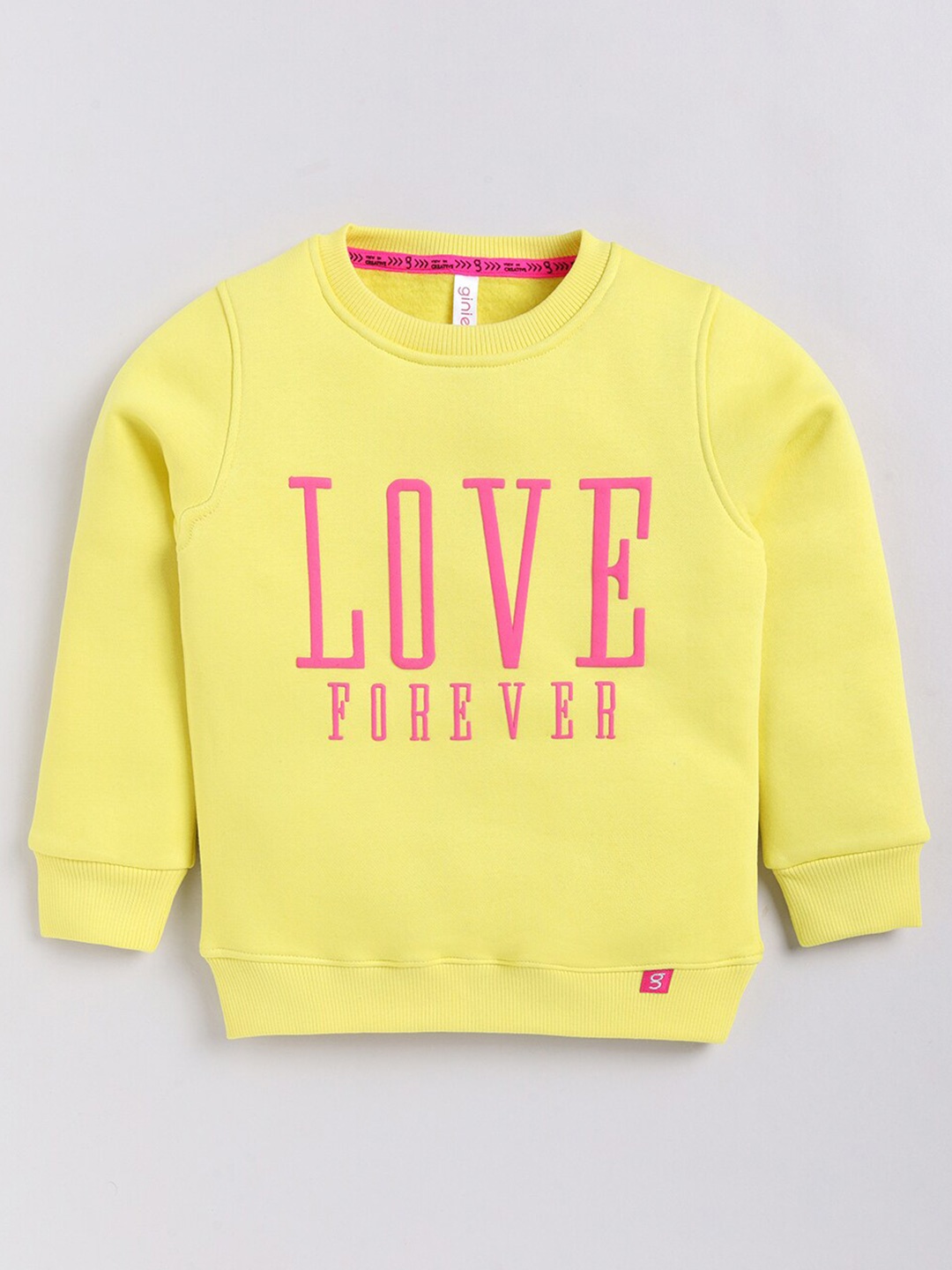 

Ginie Girls Typography Printed Sweatshirt, Yellow