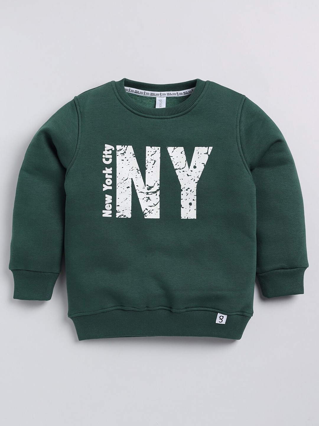 

Ginie Boys Typography Printed Round Neck Long Sleeves Pullover Sweatshirt, Green