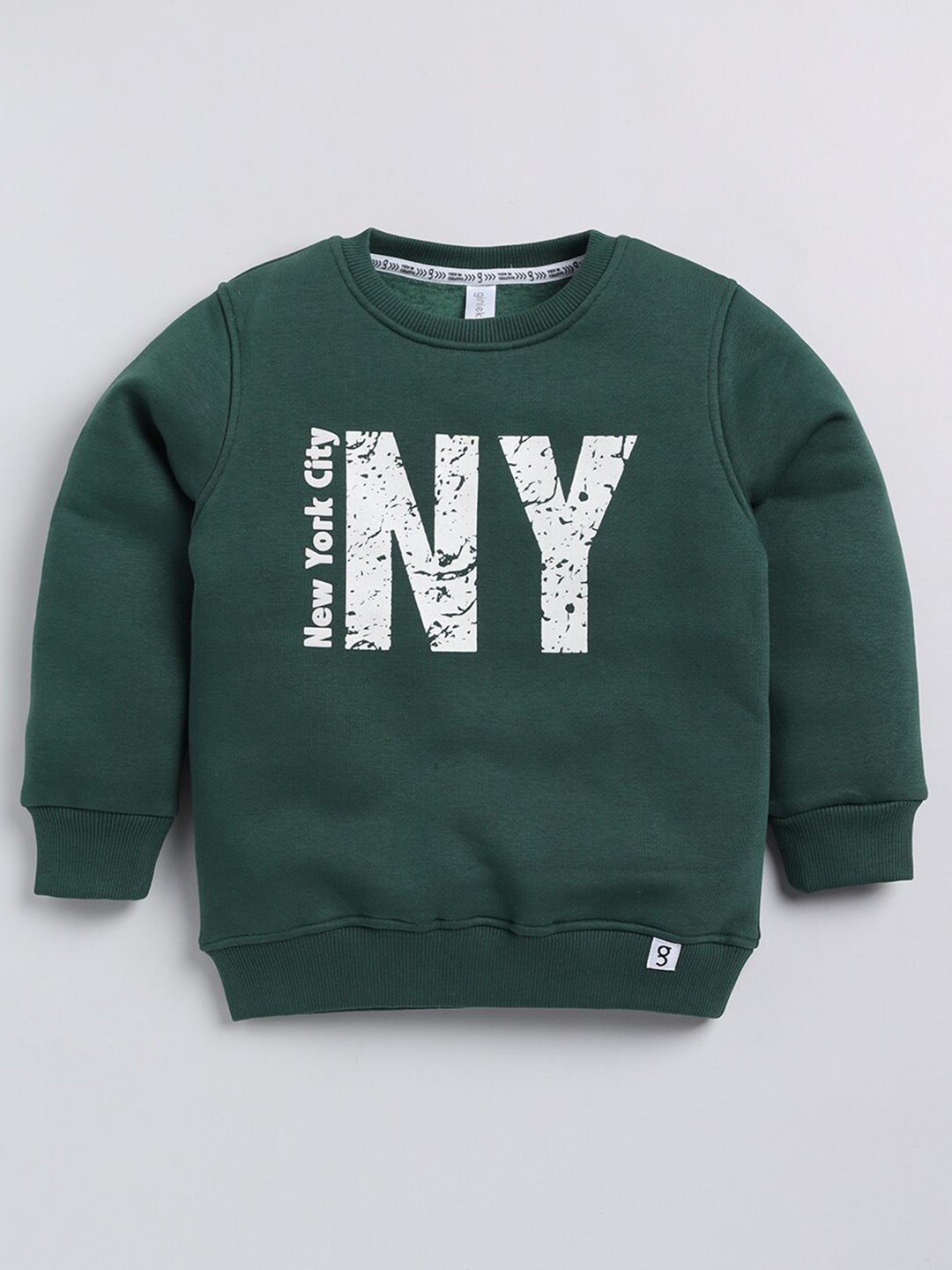 

Ginie Boys Typography Printed Sweatshirt, Green