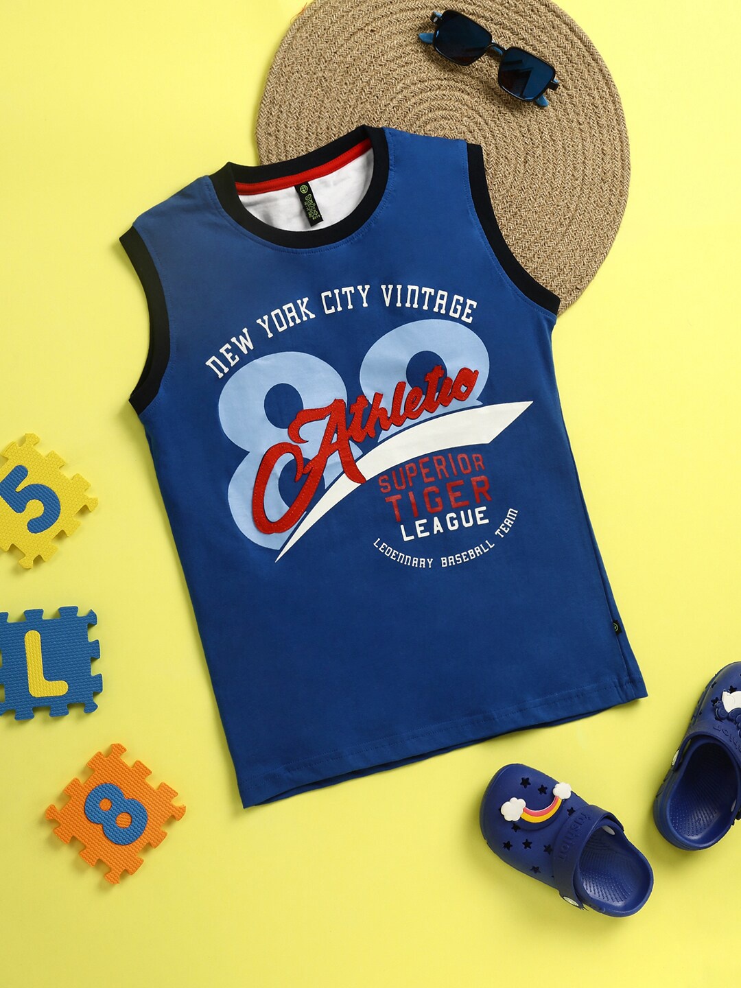 

V-Mart Boys Printed Cotton Innerwear Vests, Navy blue