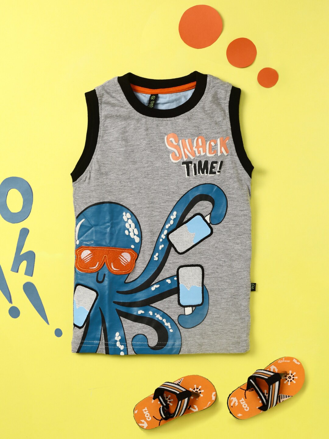 

V-Mart Boys Printed Cotton Innerwear Vests, Grey melange