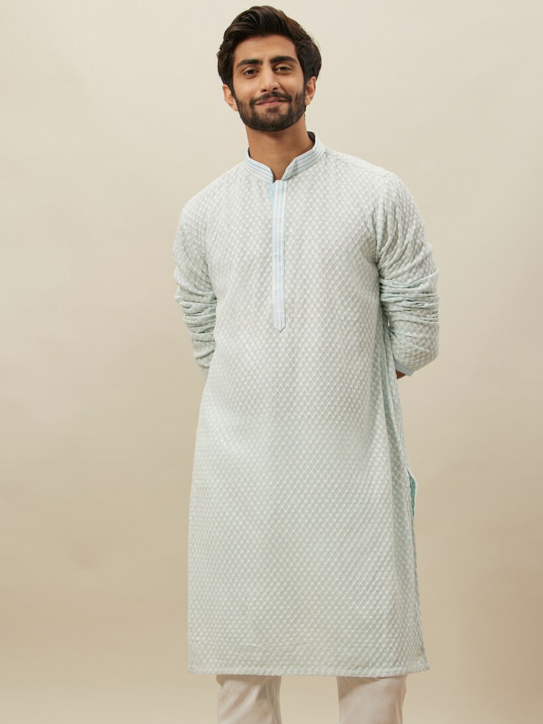

Twamev Embroidered Regular Kurta With Churidar, Blue