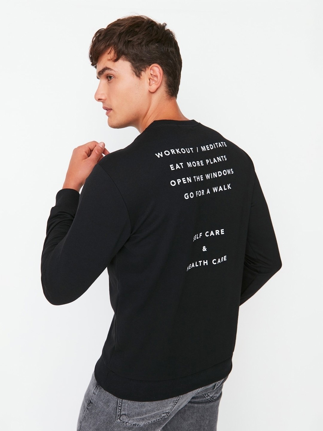 

Trendyol Typography Printed Sweatshirt, Black
