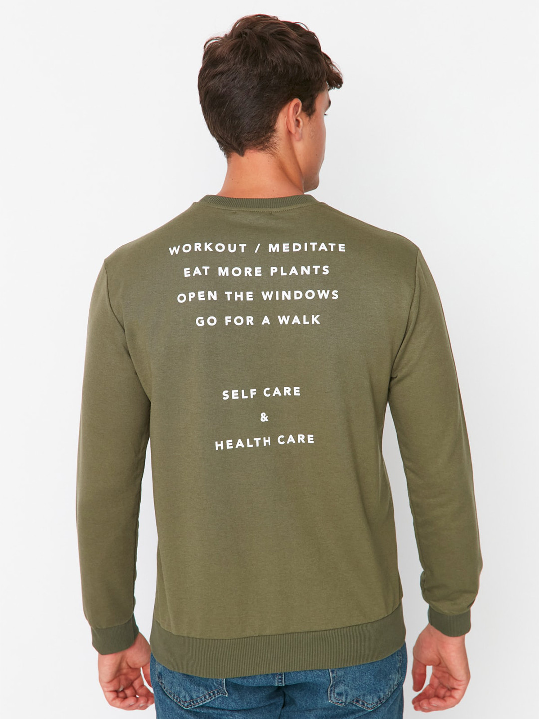 

Trendyol Typography Printed Pullover Sweatshirt, Green