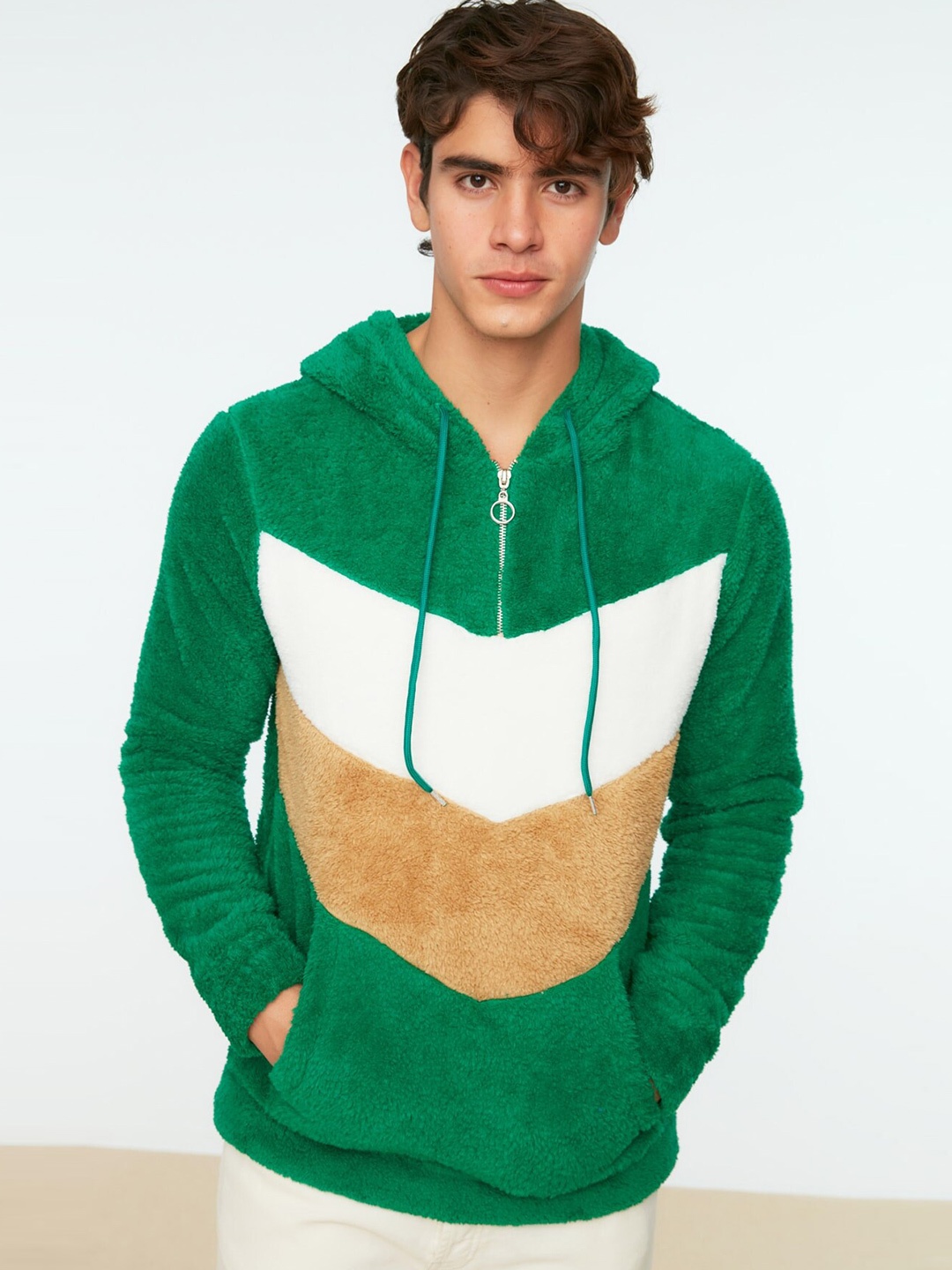 

Trendyol Colourblocked Hooded Sweatshirt, Green