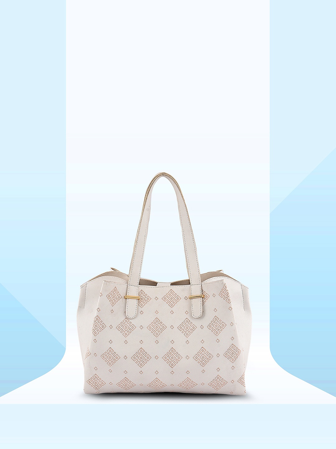 

Lychee bags Geometric Printed Oversized Swagger Shoulder Bag, White