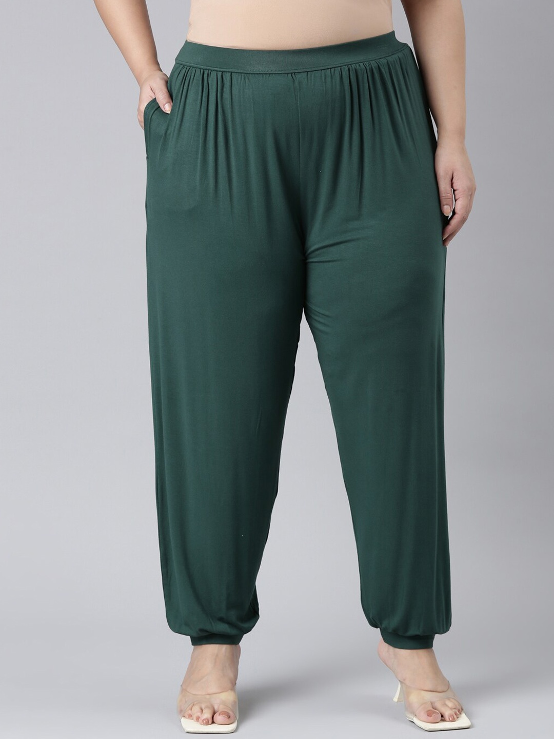 

Go Colors Women Mid Rise Relaxed Fit Harem Pants, Green