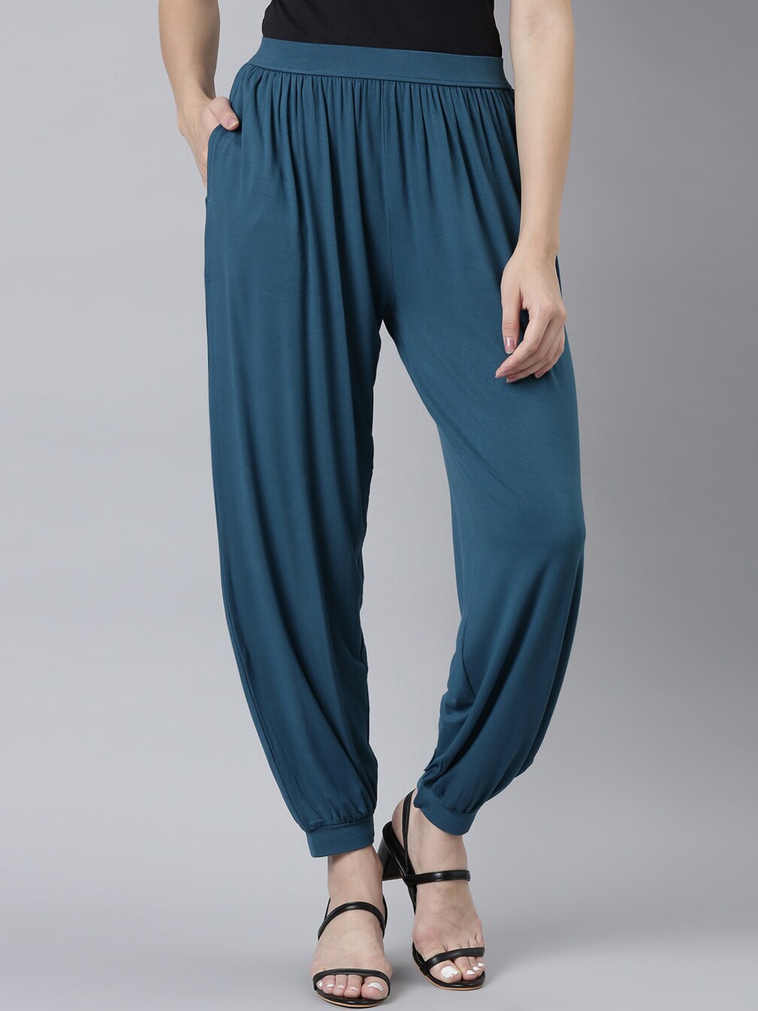 

Go Colors Women Mid Rise Relaxed Fit Harem Pants, Turquoise blue
