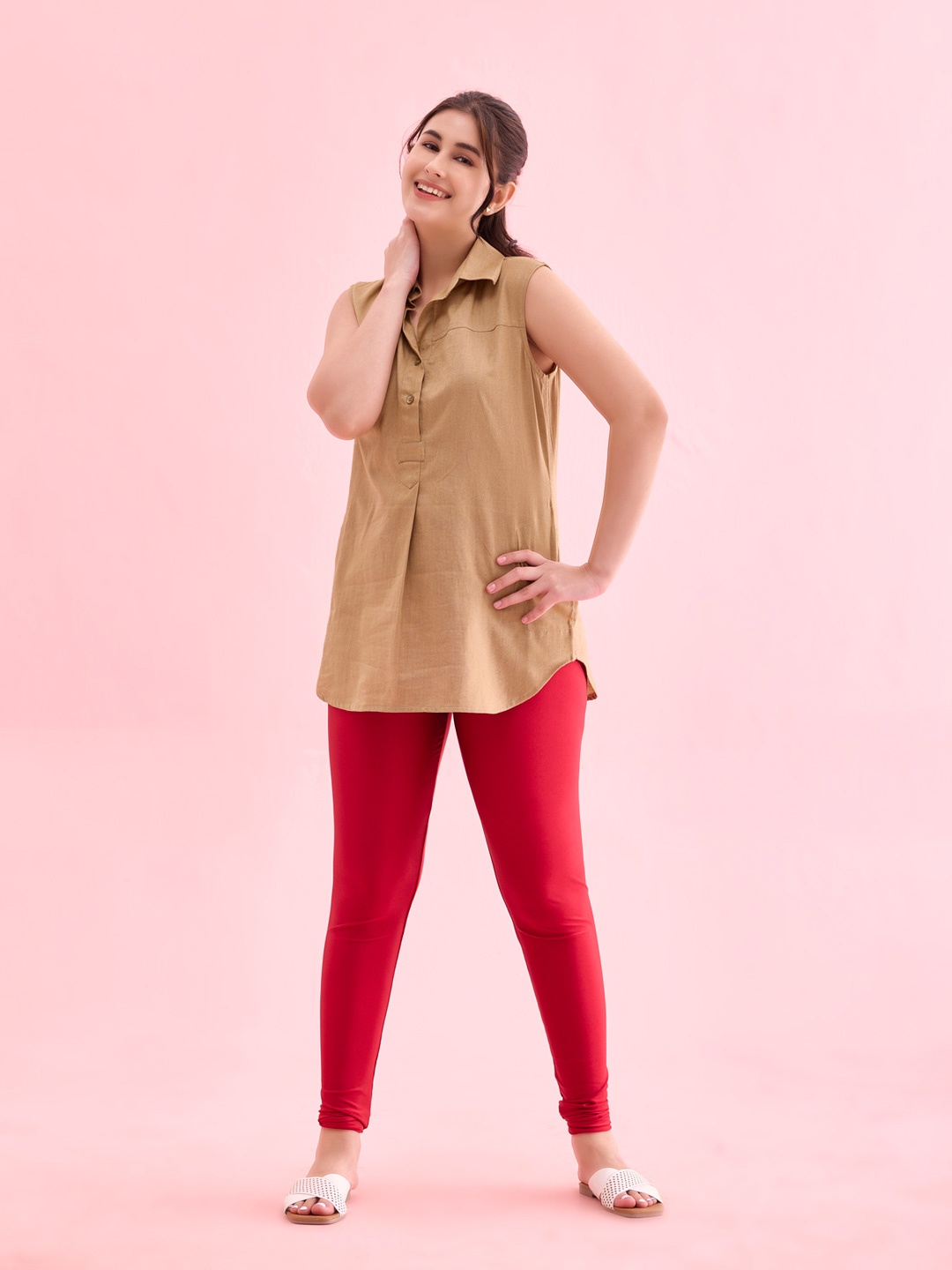 

Go Colors Slim-Fit Churidar Leggings, Red
