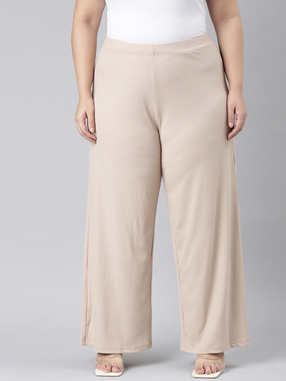 

Go Colors Women Mid-Rise Palazzos, Beige