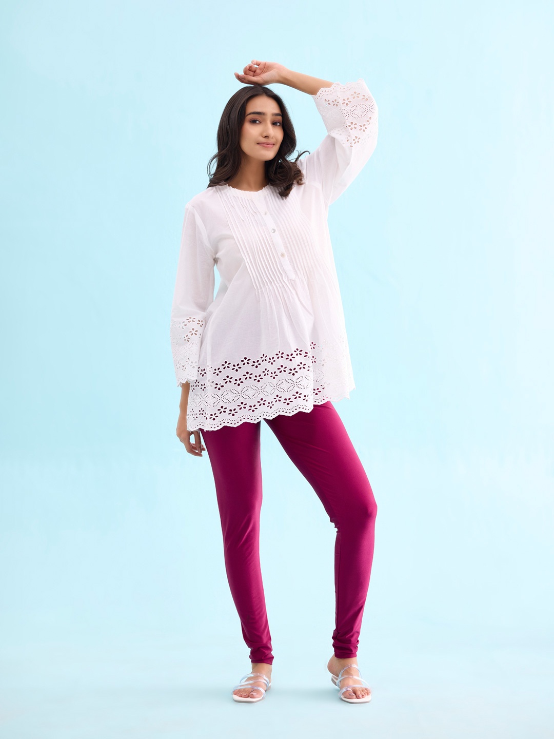 

Go Colors Plus Size Mid-Rise Churidar-Length Leggings, Pink