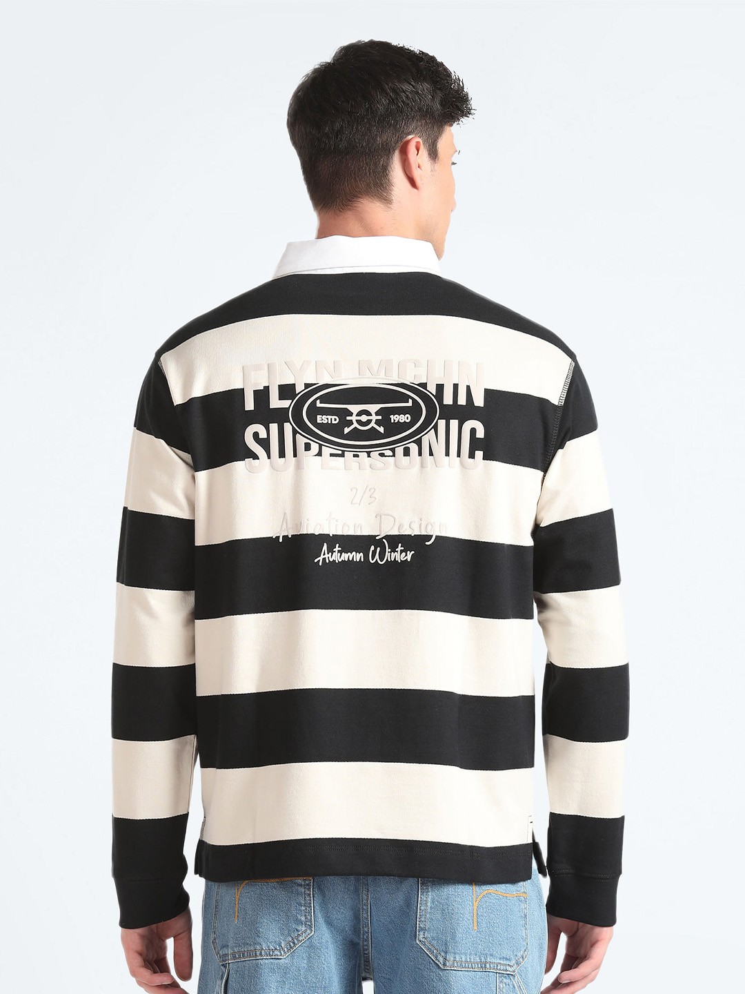 

Flying Machine Colourblocked Pure Cotton T-Shirt, Black