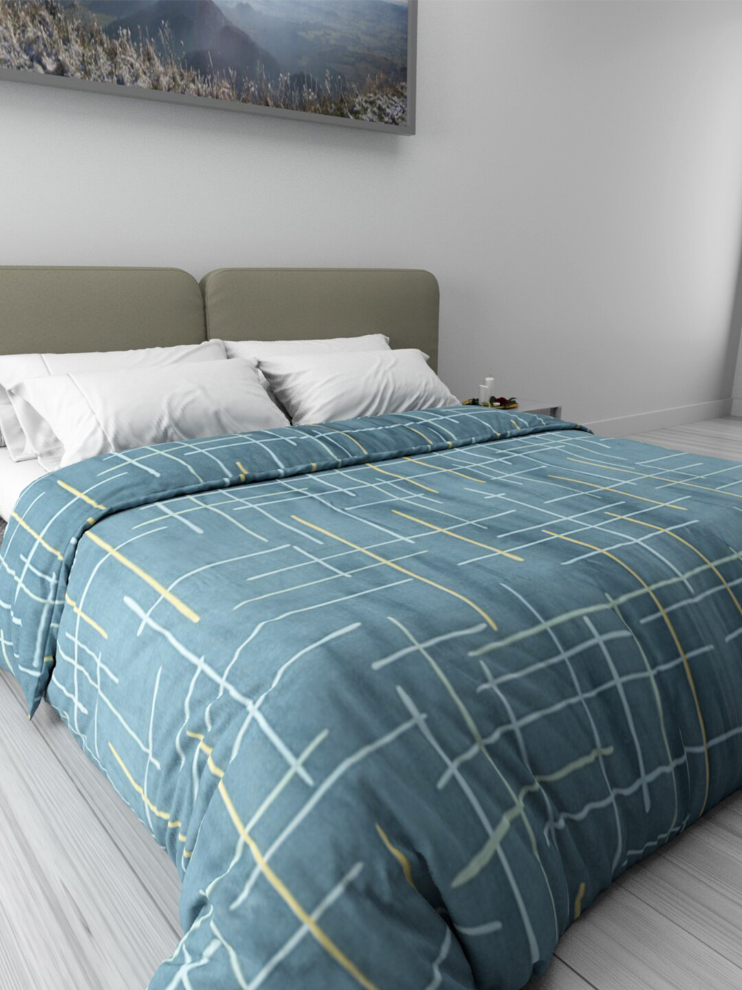 

Urban Magic Blue & Yellow Abstract Printed Microfiber 200 GSM AC Room Queen Bed Dohar