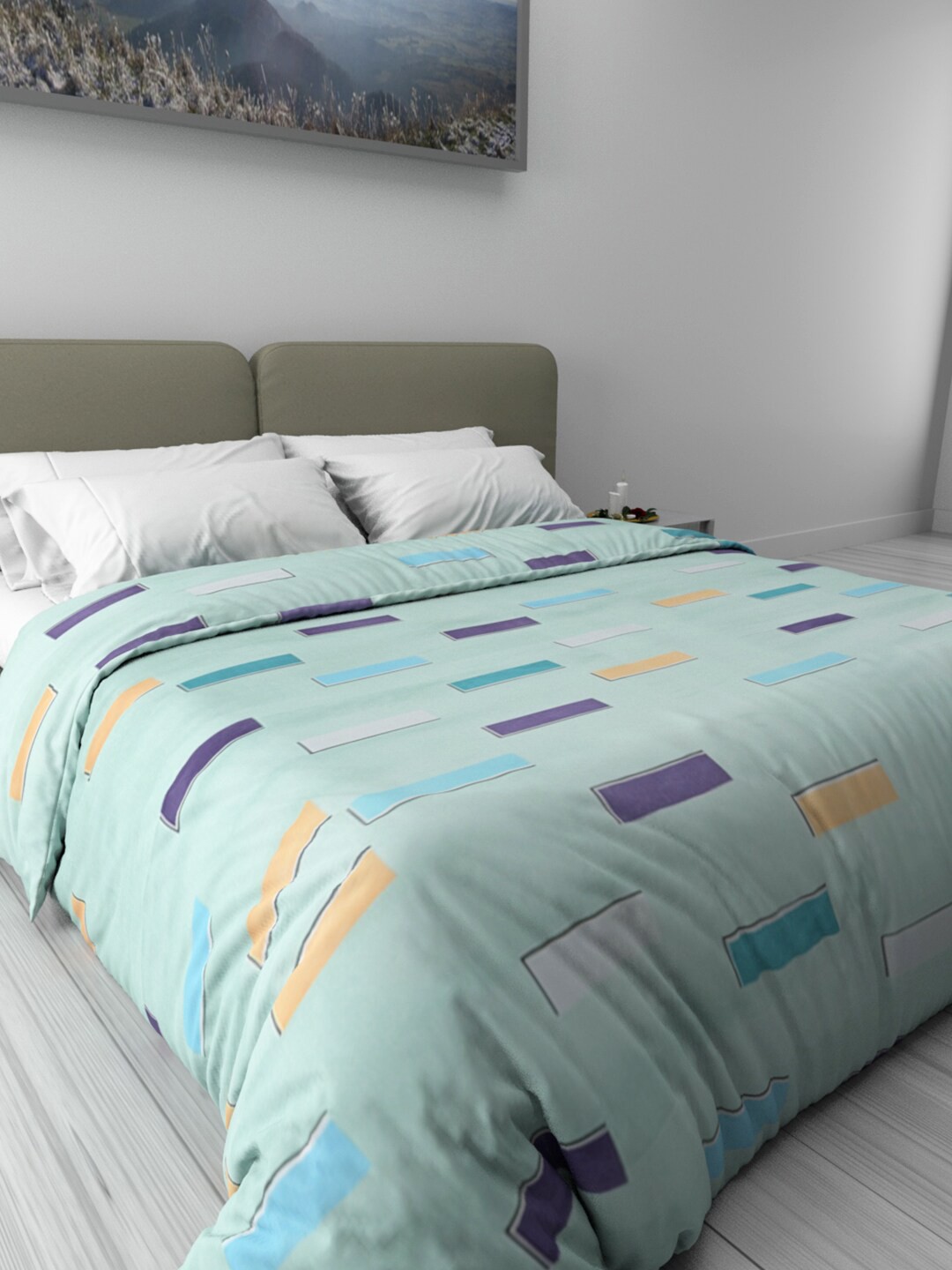 

Urban Magic Green & White Geometric Microfiber 200 GSM AC Room Queen Bed Dohar