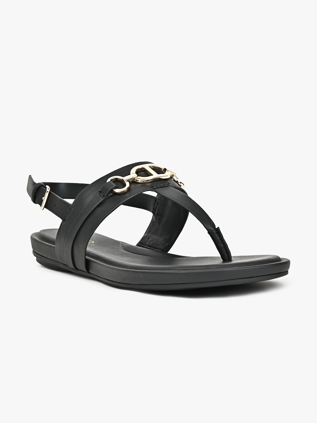 

ALDO DEVETERIEL Buckle Detail T-Strap Flats, Black