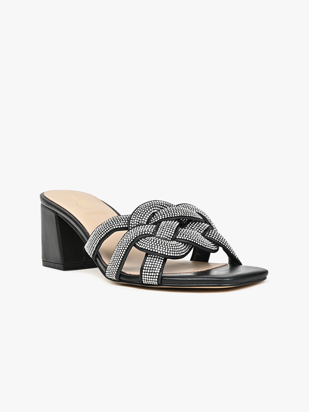 

ALDO Black Embellished Party Block Sandals