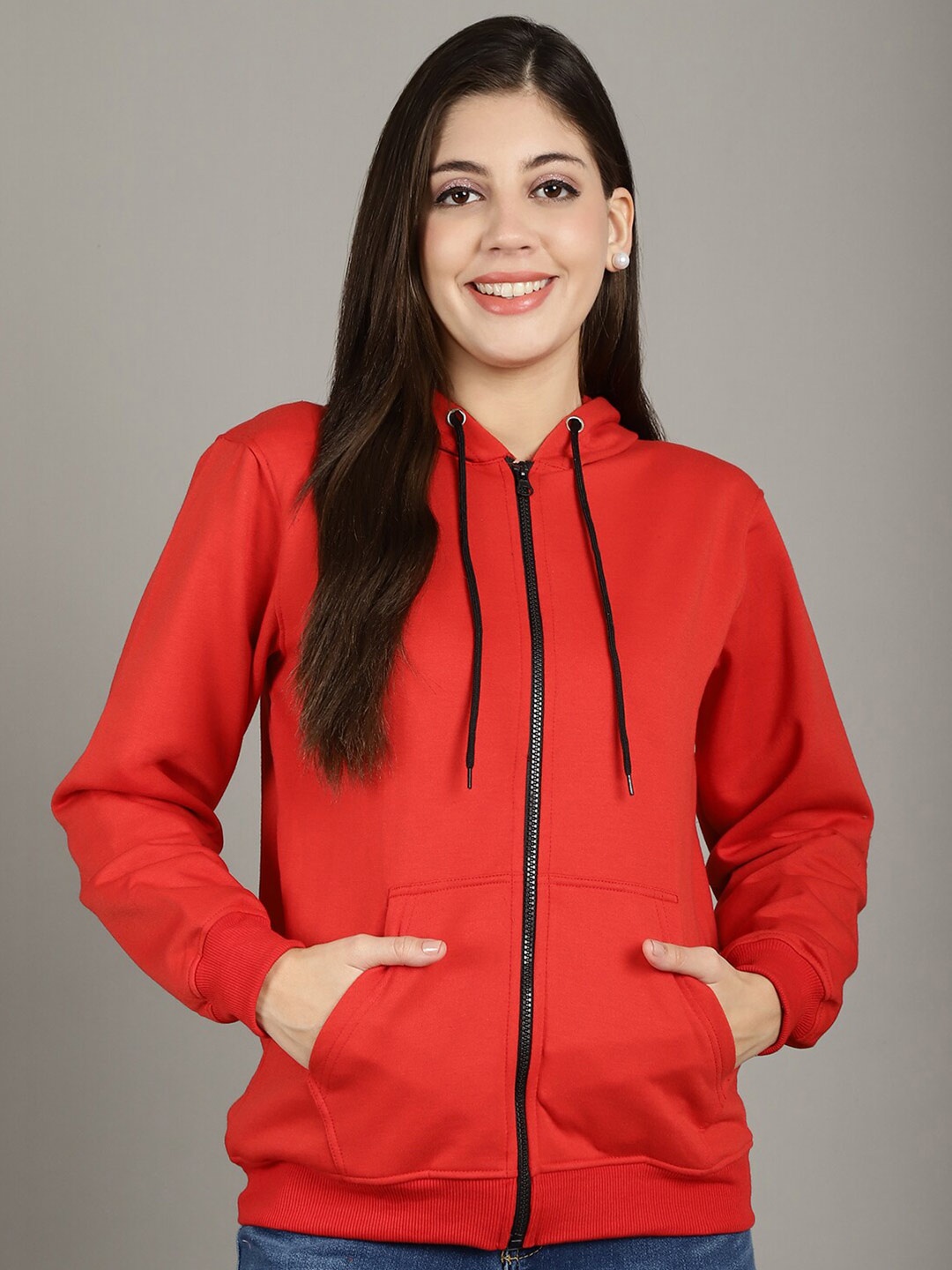 

Jinfo Hooded Fleece Sweatshirt, Red