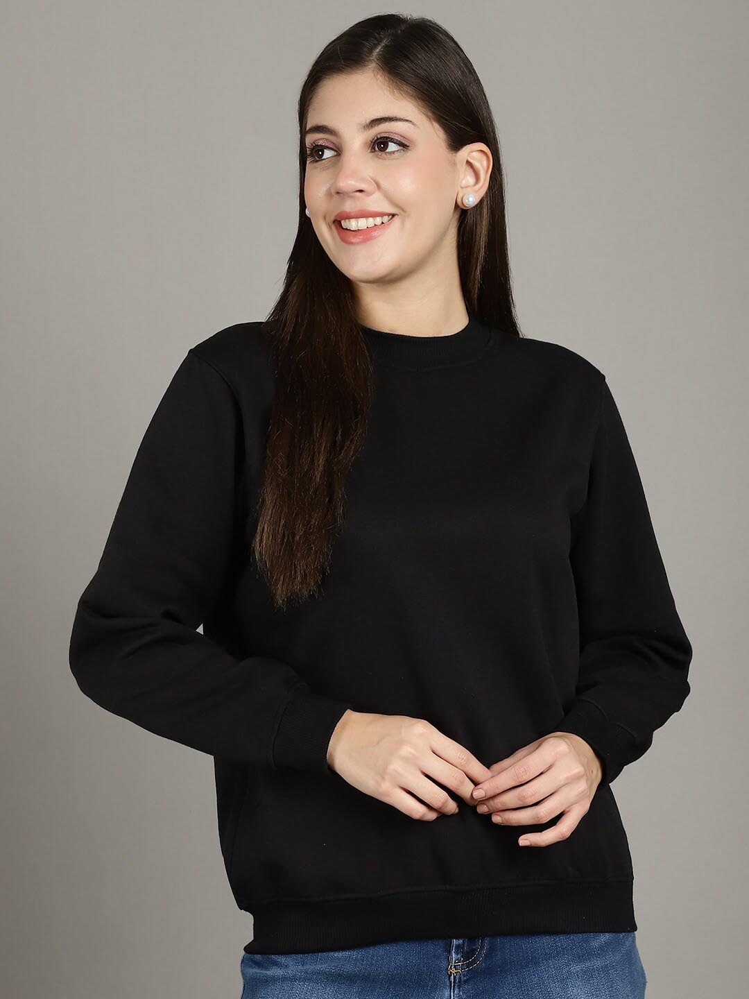 

Jinfo Round Neck Fleece Pullover, Black