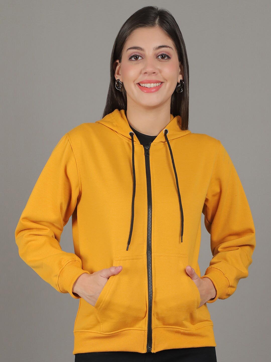 

Jinfo Hooded Fleece Sweatshirt, Mustard