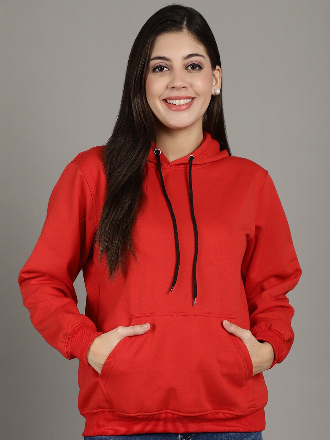 

Jinfo Hooded Fleece Sweatshirt, Red
