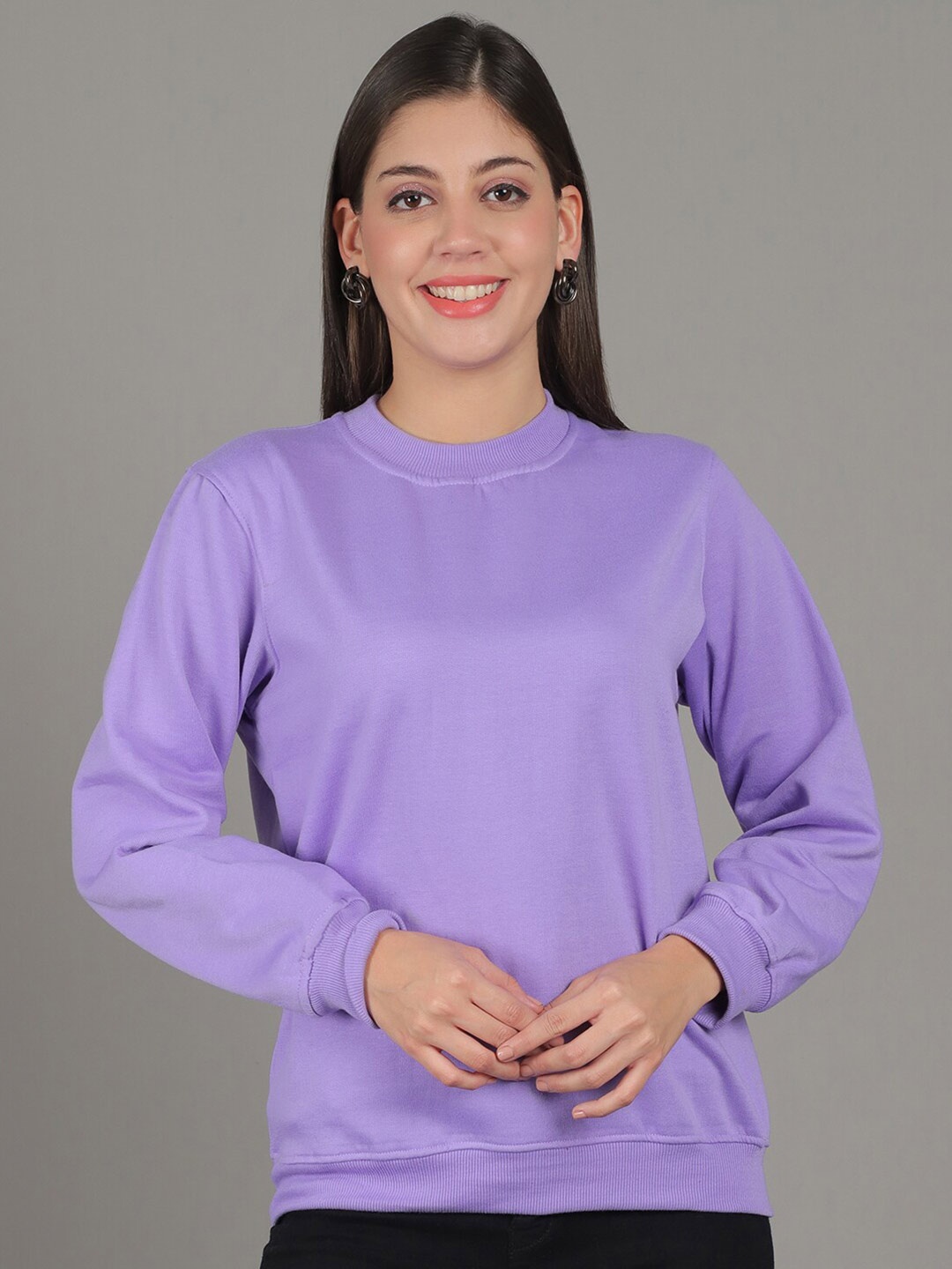 

Jinfo Round Neck Fleece Pullover, Purple
