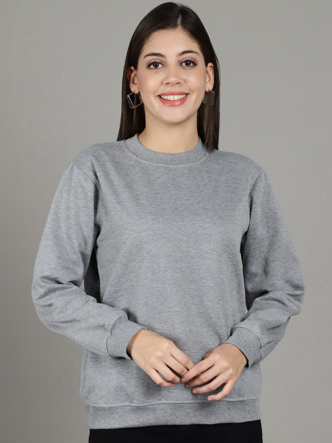

Jinfo Long Sleeves Fleece Sweatshirt, Grey melange