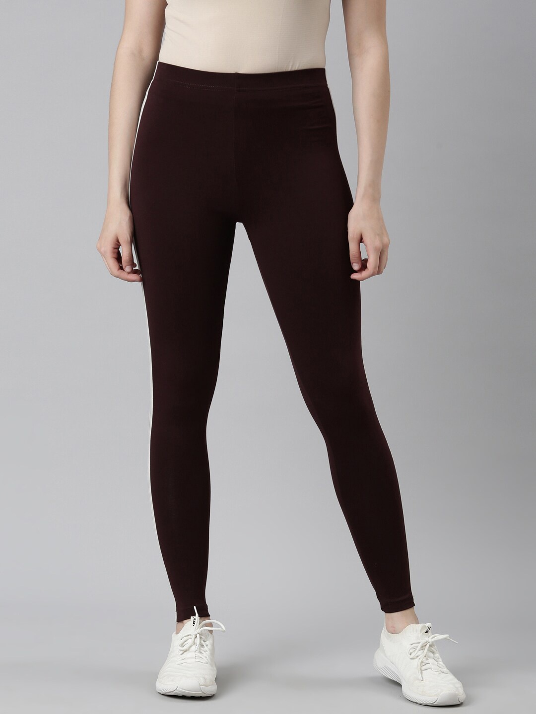 

Go Colors Mid Rise Ankle Length Active Leggings, Brown