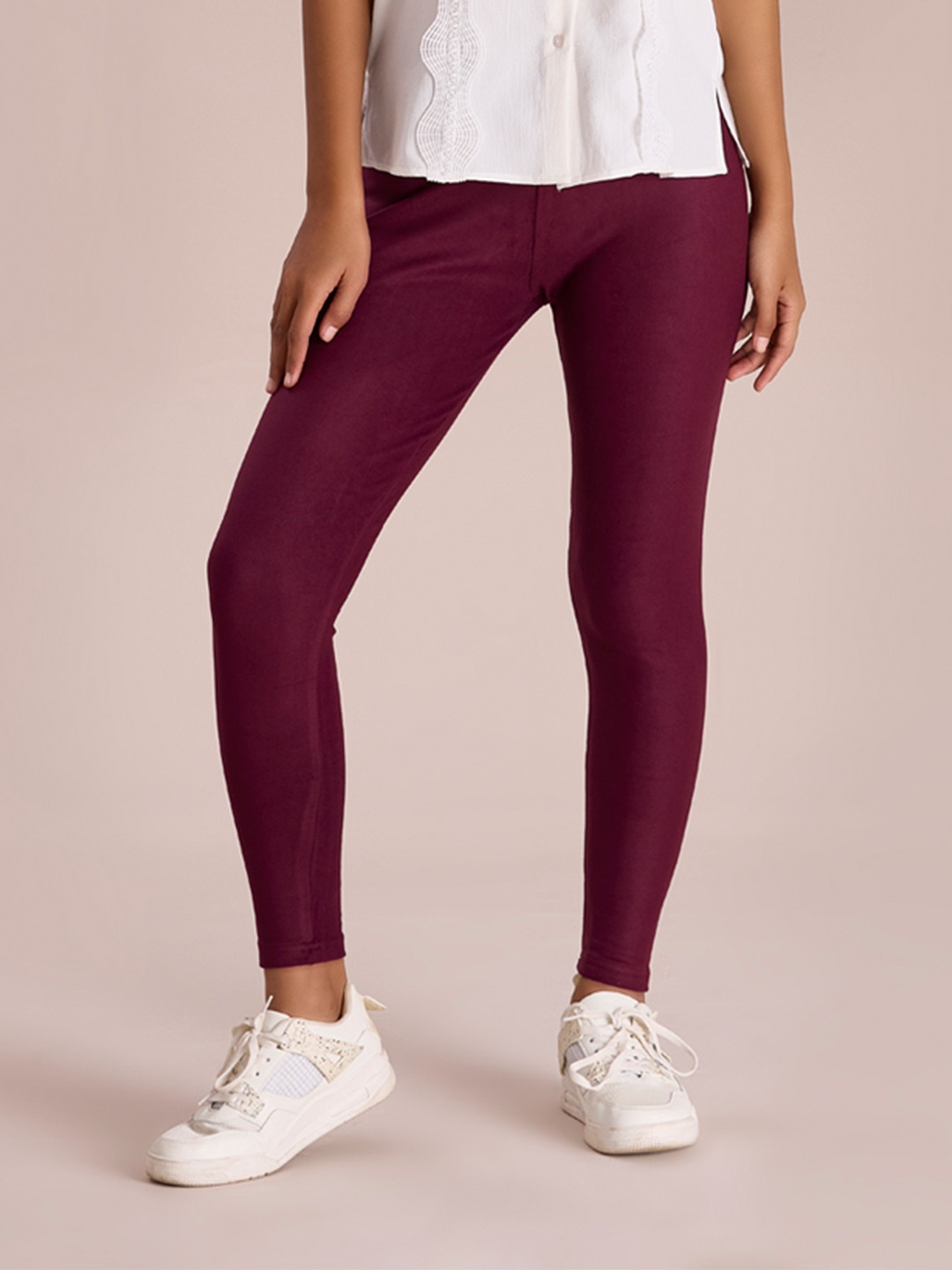 Go Colors Mid-Rise Slim-Fit Ankle-Length Leggings, Maroon