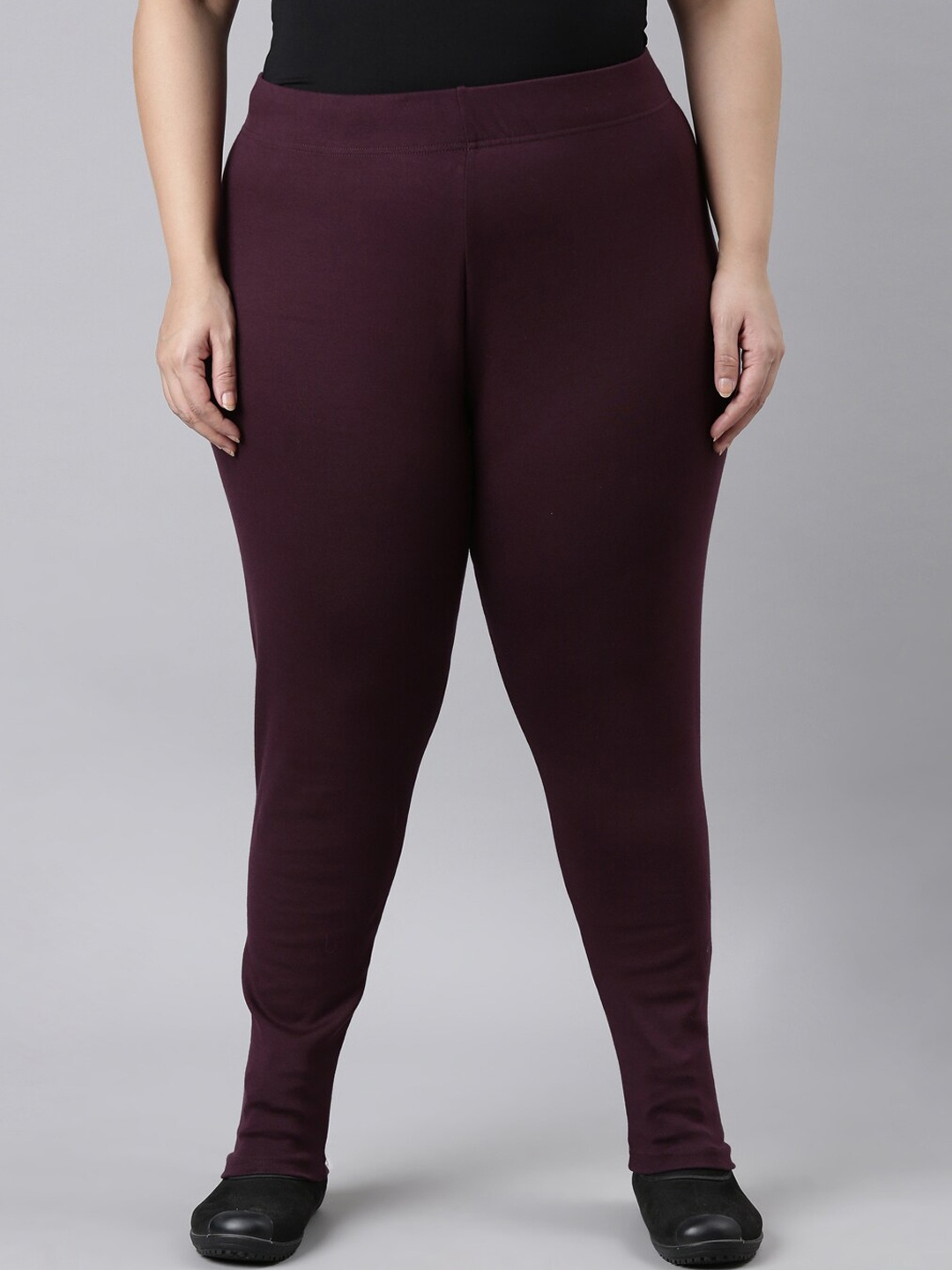 

Go Colors Ribbed Ankle Length Leggings, Burgundy