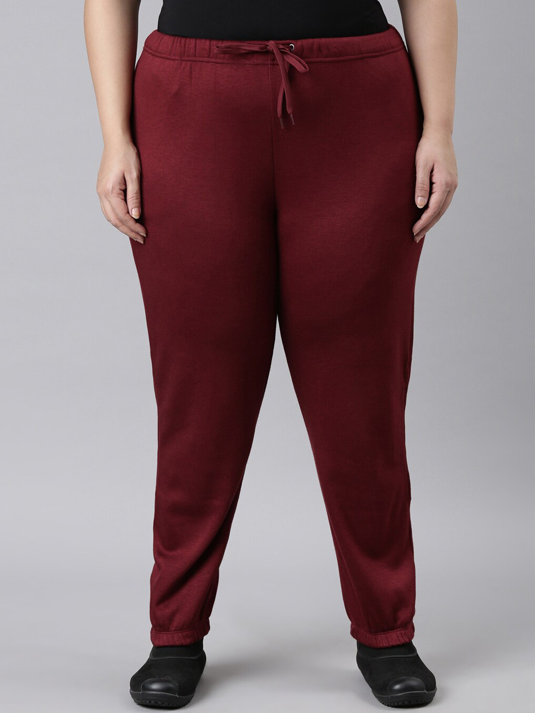 

Go Colors Women Plus Size Mid-Rise Relaxed-Fit Warm Joggers, Maroon