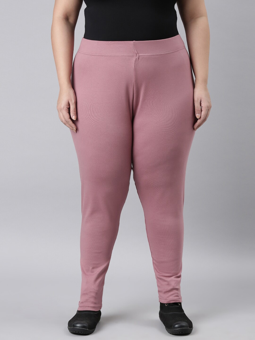 

Go Colors Plus Size Mid-Rise Slim-Fit Ankle-Length Leggings, Mauve