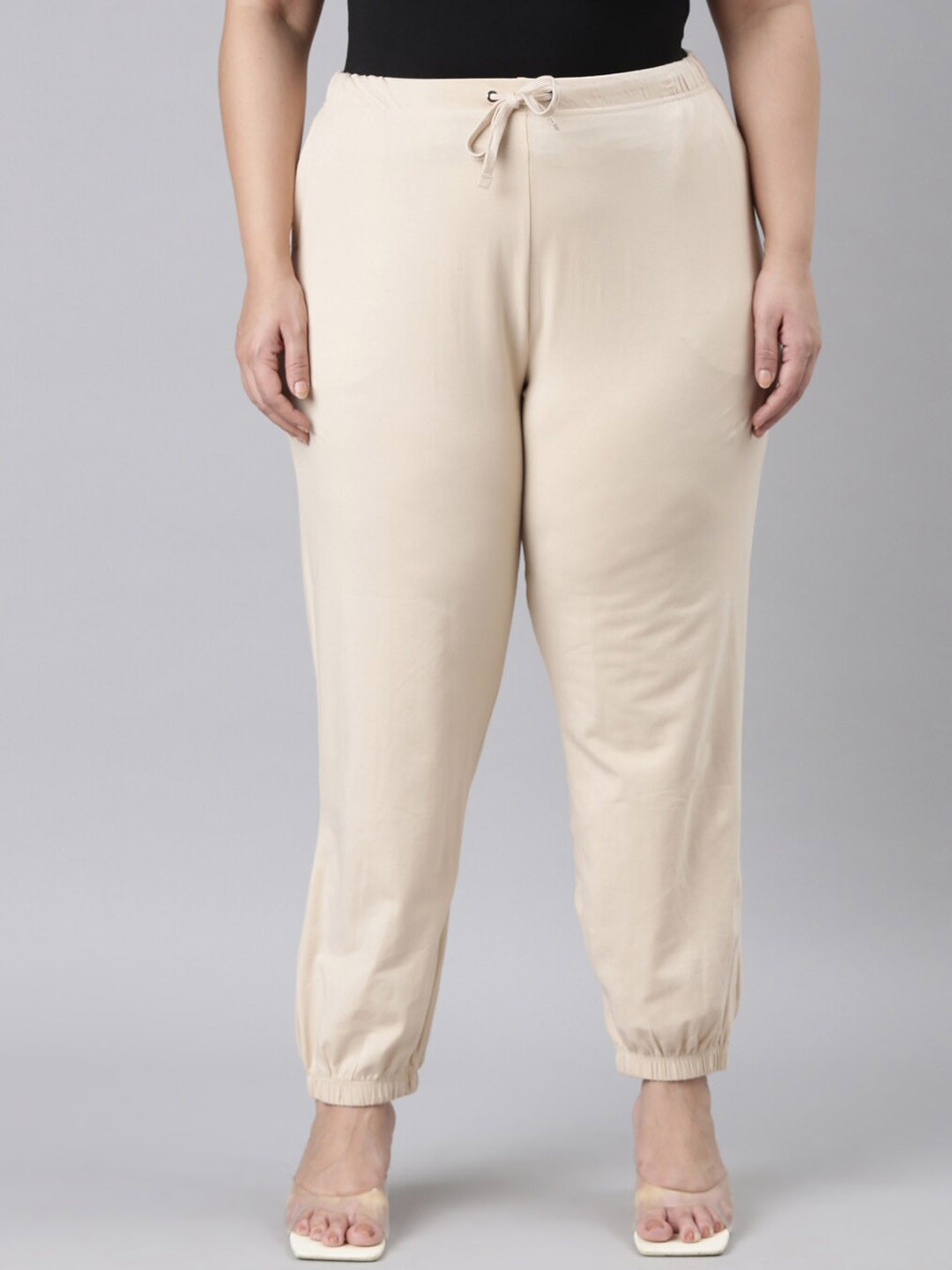 

Go Colors Women Plus Size Mid-Rise Joggers, Beige
