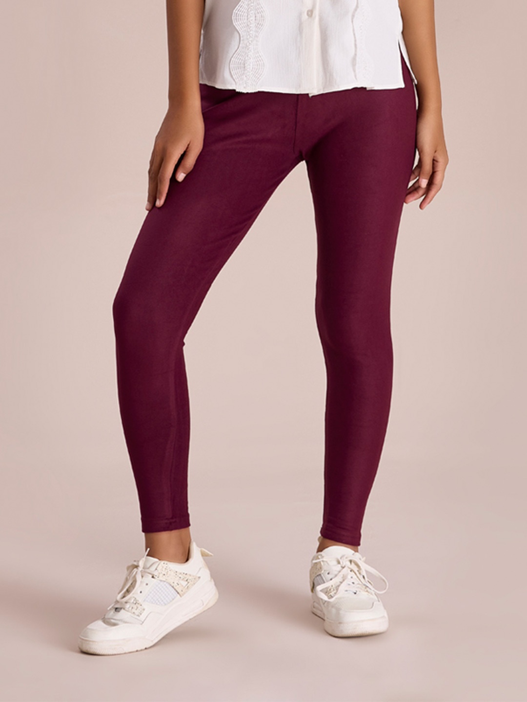 

Go Colors Plus Size Slim-Fit Mid-Rise Churidar Length Leggings, Maroon