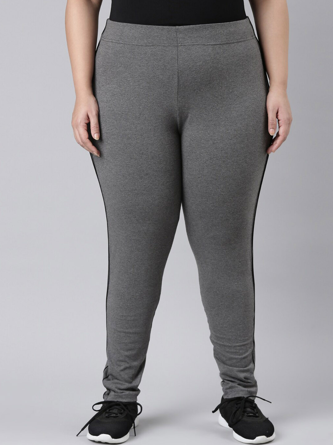 

Go Colors Women Plus Size Slim Fit Ankle Length Training Tights, Grey