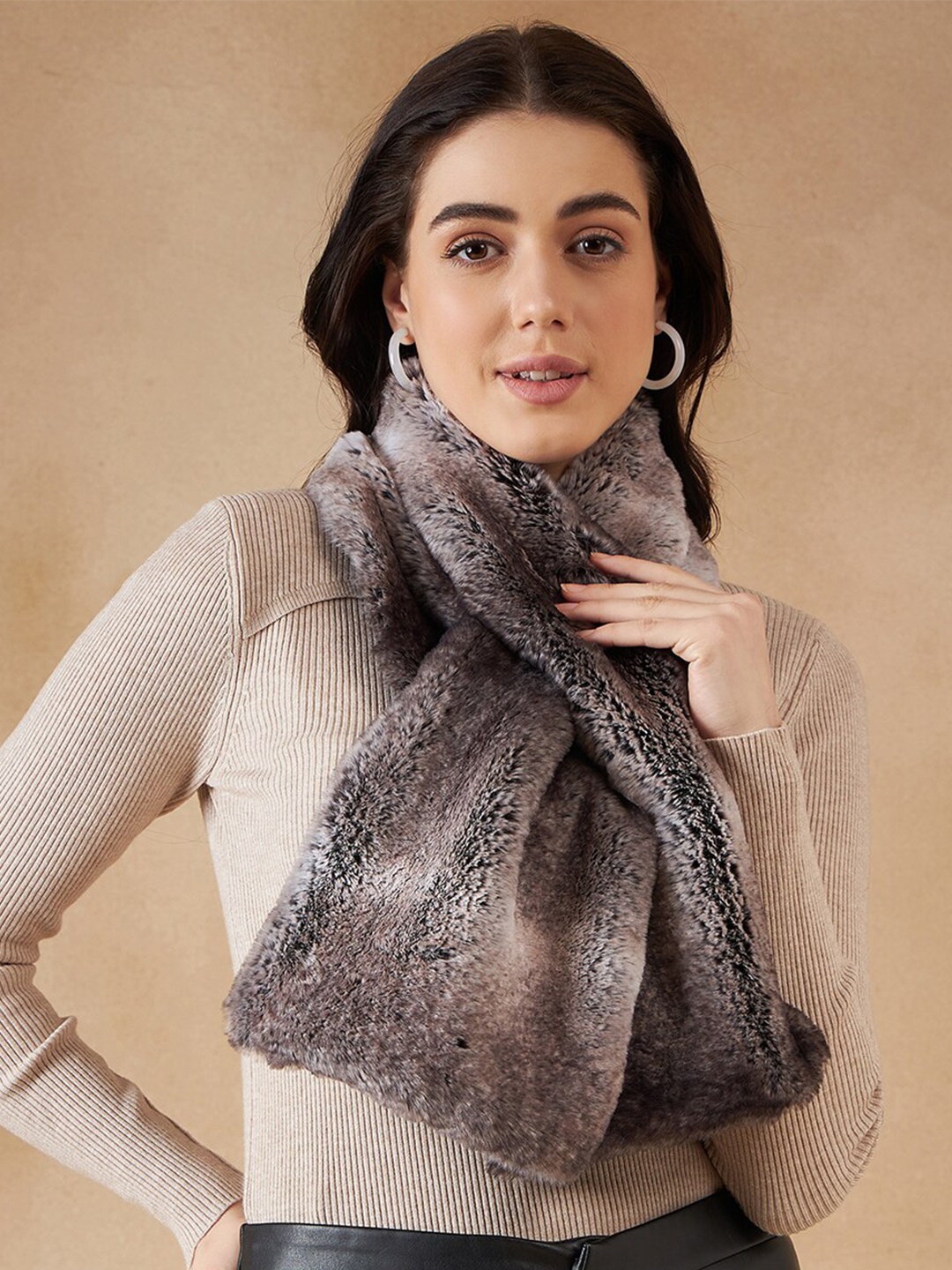 

InWeave Women Self Design Scarf, Grey