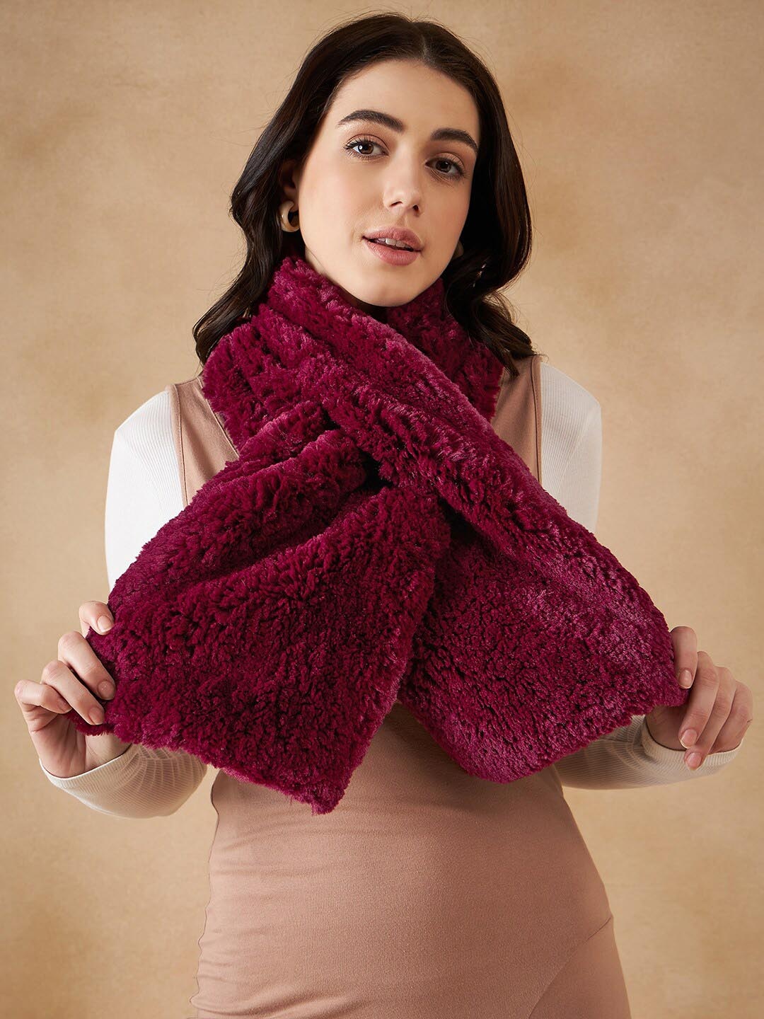 

InWeave Self Design Acrylic Scarves, Burgundy