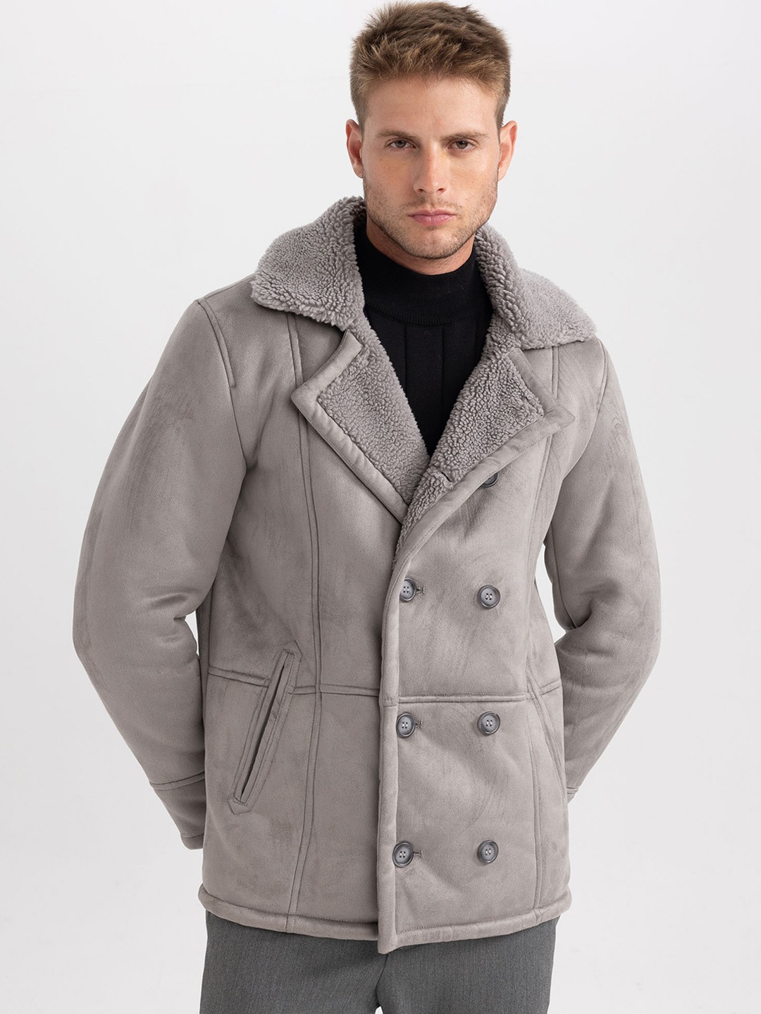 

DeFacto Notched Lapel Collar Tailored Jacket, Grey