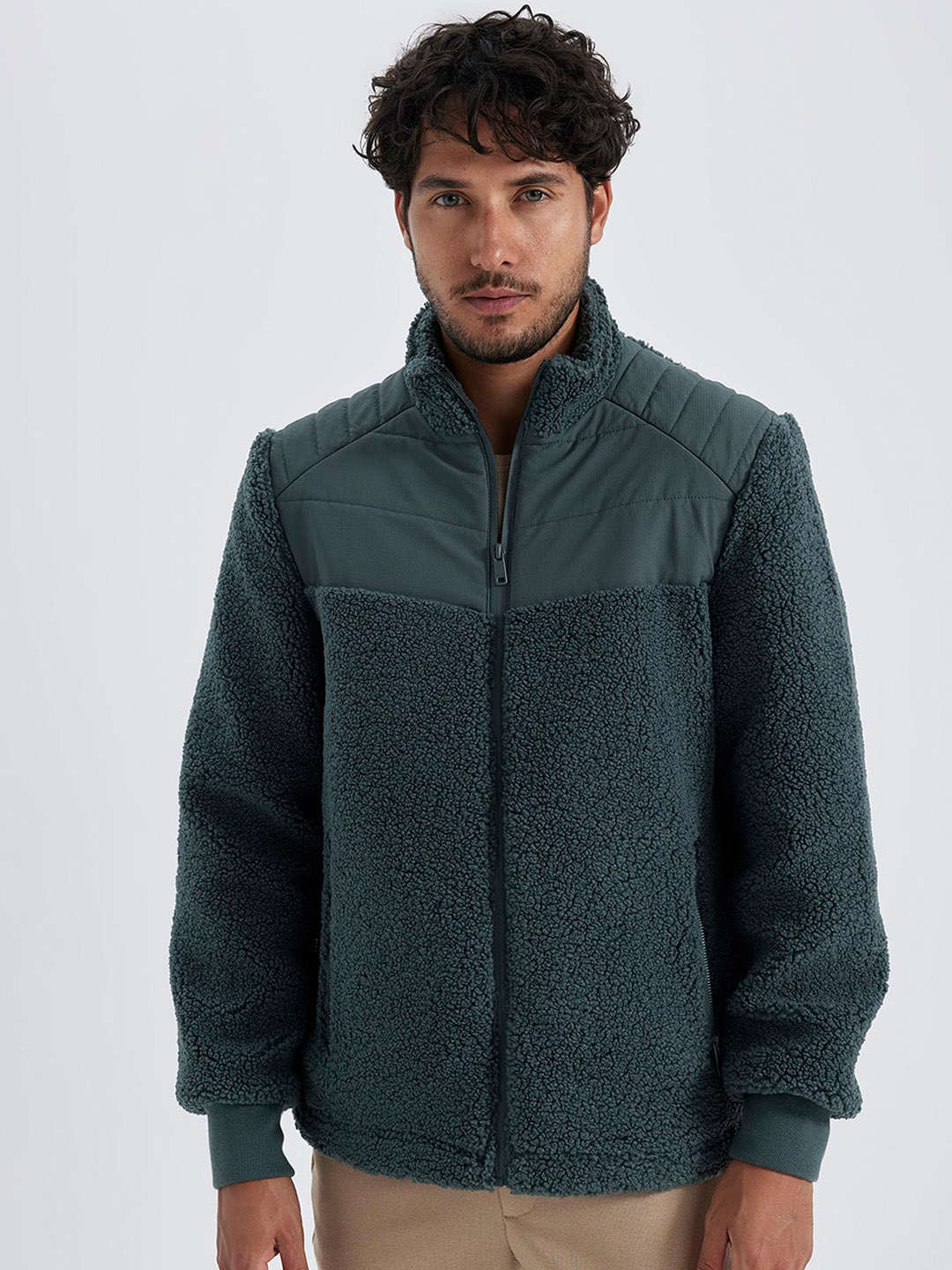 

DeFacto Stand Collar Bomber Jacket, Green
