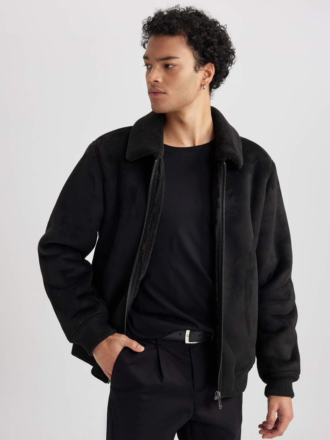 

DeFacto Spread Collar Bomber Jacket, Black