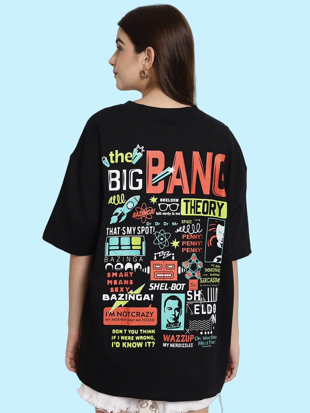 

BAESD Printed Oversized Cotton T-shirt, Black