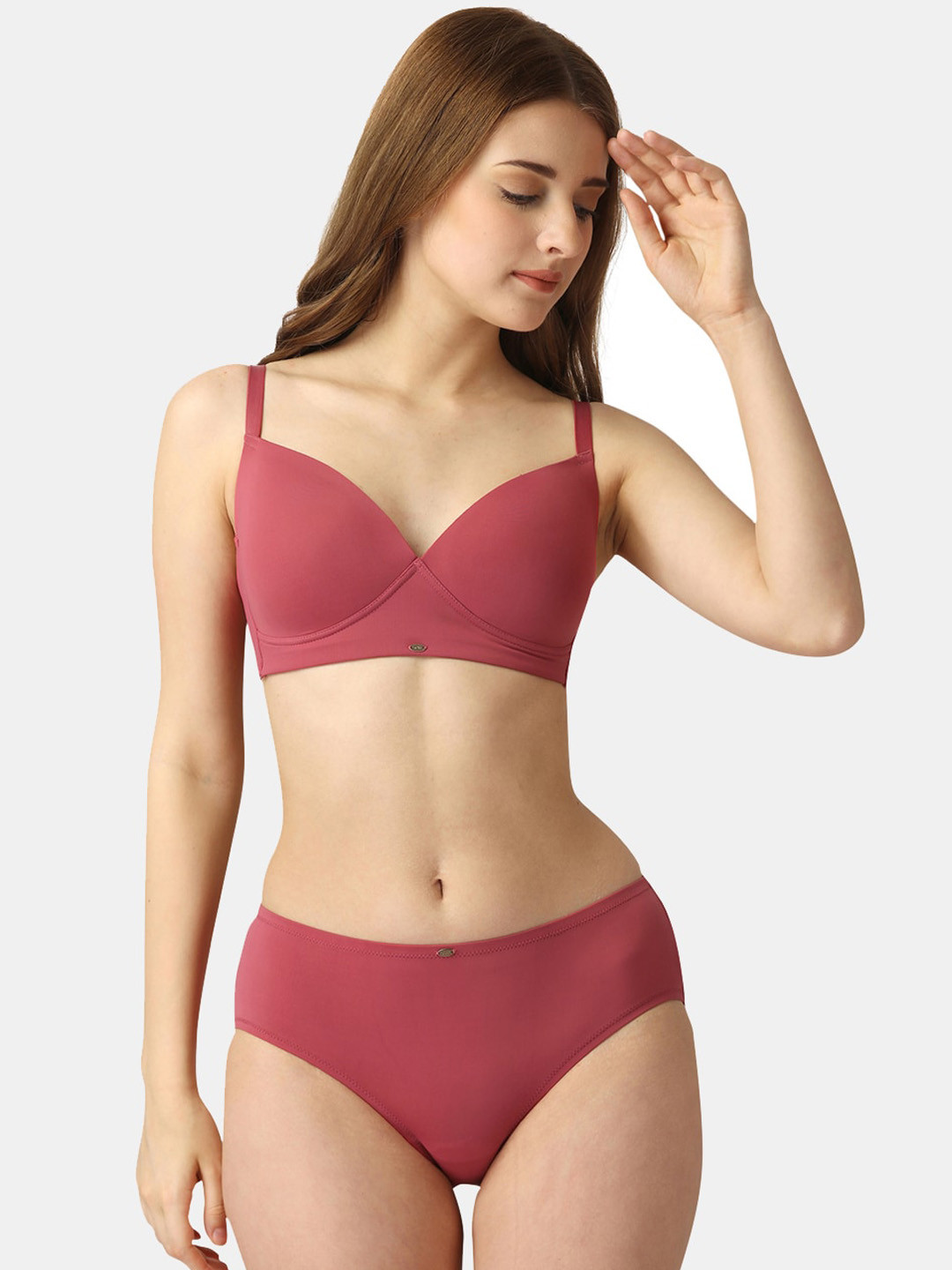 

Soie Women Full Coverage Non Wired Bra & High Rise Brief Lingerie Set SET CB-134/1134, Rose